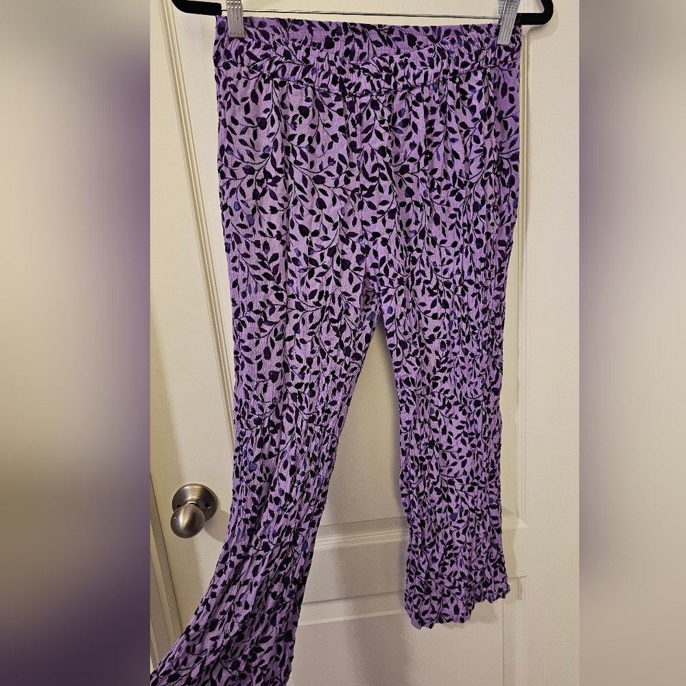 Women's One-Size Purple Floral Pants